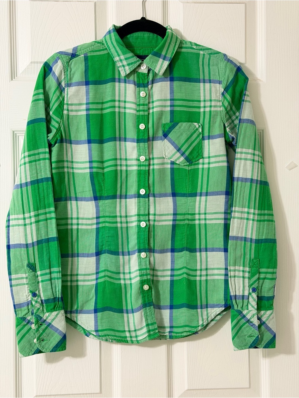 American Eagle Outfitters Bright Green Plaid Shirt
